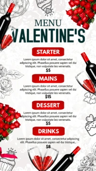 Valentines special menu ,menu Digital Display (9:16) template