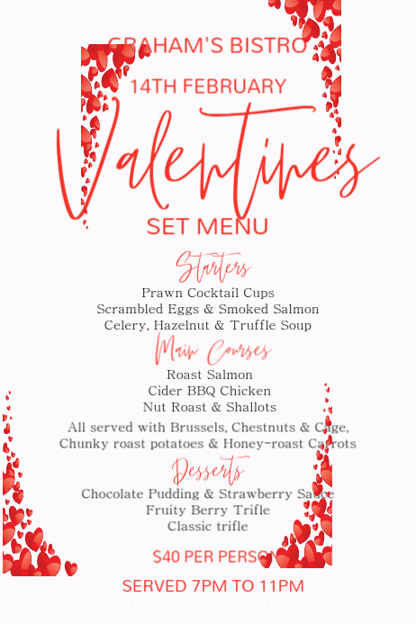 Image 6 for Valentine Menu Templates Free