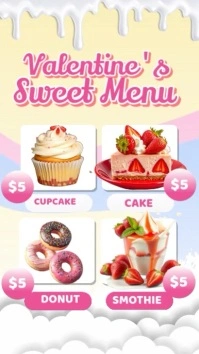 Valentines Sweet Menu Deals Instagram Story template