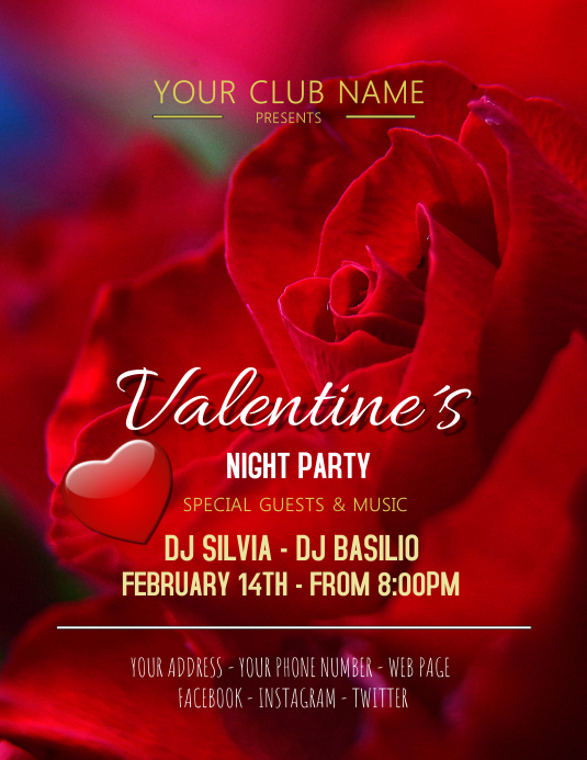Valentine´s party day Ulotka (US Letter) template