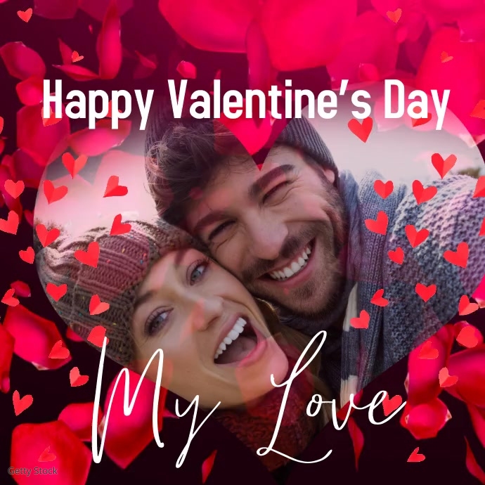 Valentine’s Day Petals Couples Photo Backdr Wpis na Instagrama template