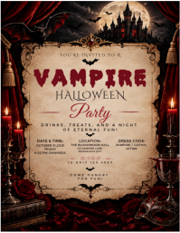 Marrón Vampire Halloween Party Flyer Template