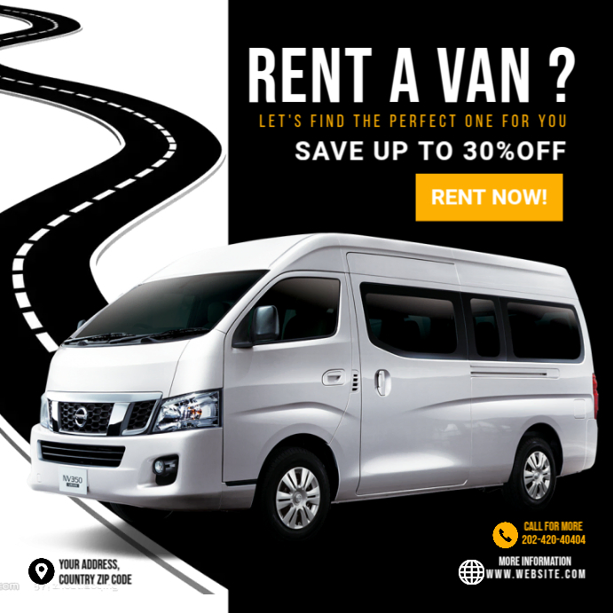 Van Rental Service Template | PosterMyWall