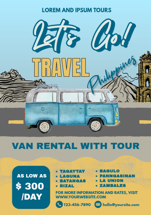 Van Rental Travel and Tour Agency Flyer Template | PosterMyWall
