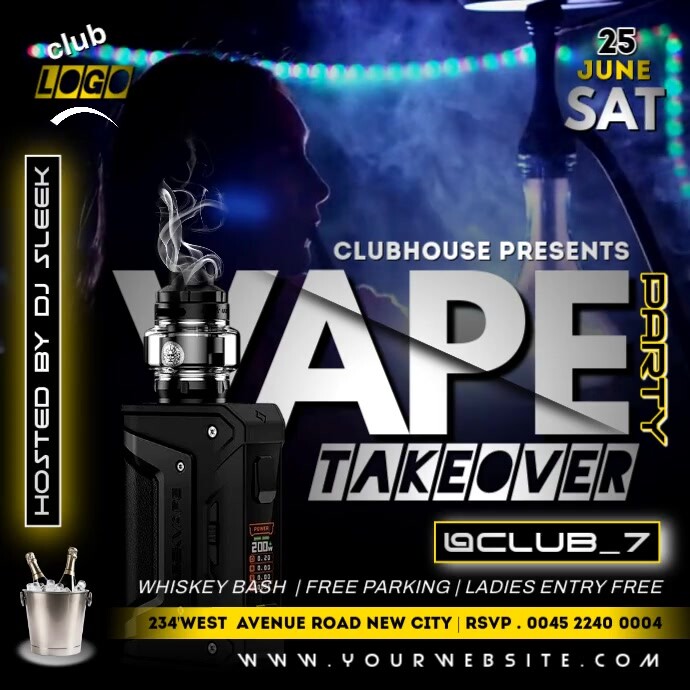 VAPE TAKEOVER PARTY FLYER TEMPLATE Publicação no Instagram