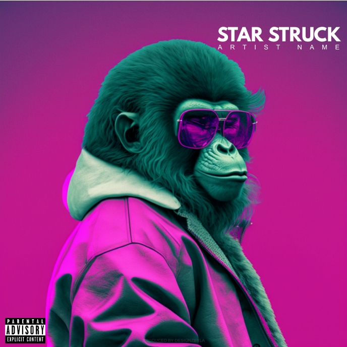 Vaporwave Monkey Abstract Album Cover Design Template | PosterMyWall