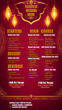 Vasudeva Royal Wedding Catering Menu История на Instagram template