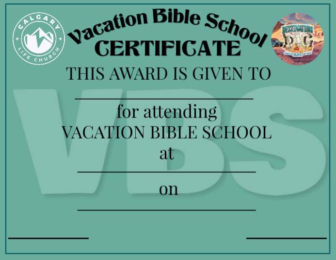 Vacation Bible School Certificate Templates