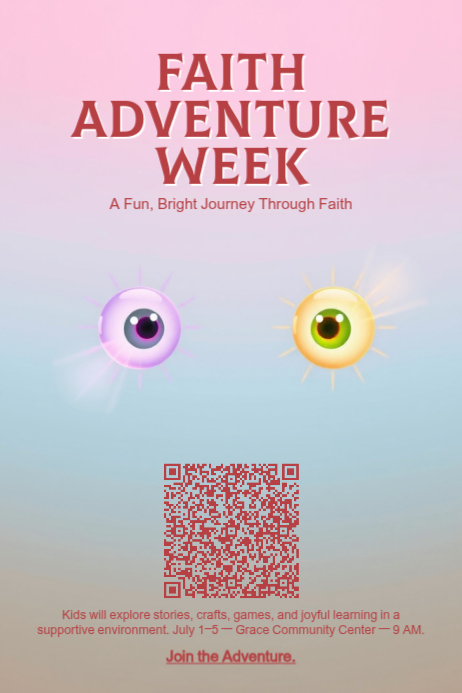 VBS Kids Program Poster Template | Bright Uplifting Church Event Layout ...