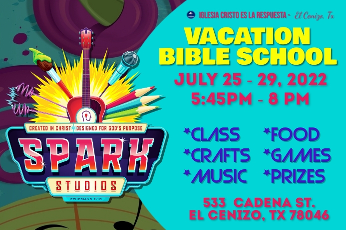 VBS Spark Studios Poster template