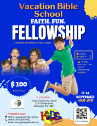 VBS Vacation Bible School Flyer Volantino (US Letter) template