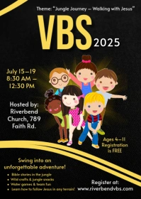 VBS Vacation Bible School Poster Flyers A6 template