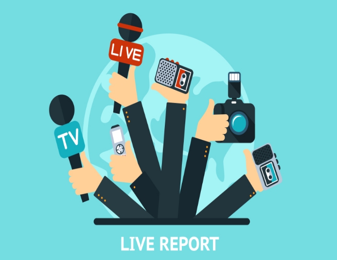 Copy of Vector live report concept with microphones | PosterMyWall