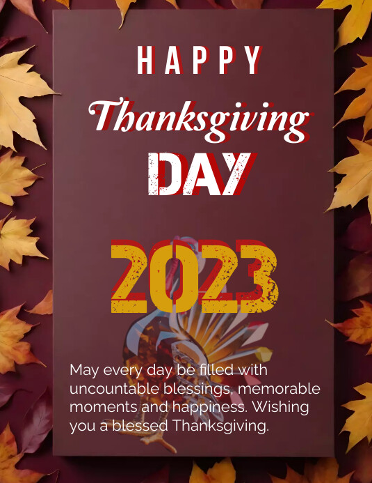 Vector thanksgiving day card  turkey, autumn Flyer (US Letter) template