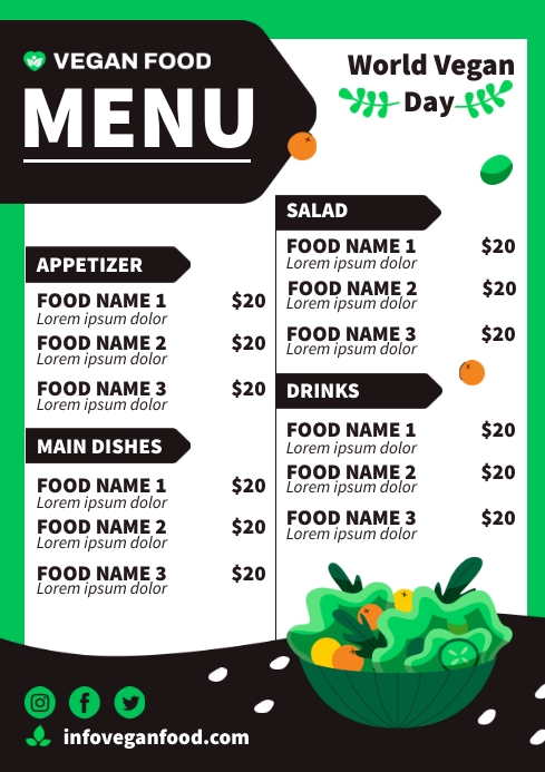 Vegan Food Menu Template PosterMyWall vegan-food-menu-template-postermywall