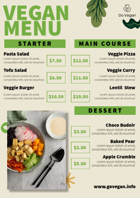 Vegan Menu Template PosterMyWall Vegan Menu Template PosterMyWall