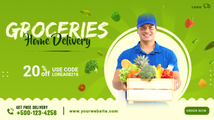 Grocery Delivery Promotion Templat | PosterMyWall