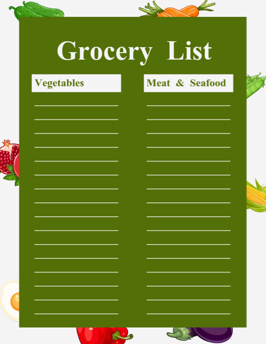 Copy of Vegetable Grocery List Template PosterMyWall