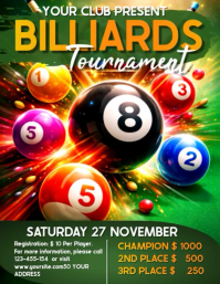 Verde Billiards Tournament Volantino Video ใบปลิว (US Letter) template
