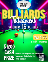 verde professionale billiards tournament Volantino (us Letter) Flyer Template