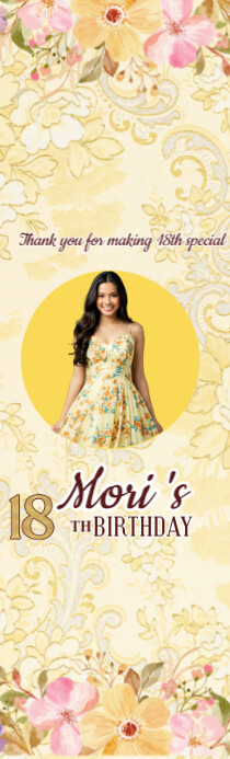 Vertical Photo Banner for 18th Birthday Halfbladsy Wetlik template