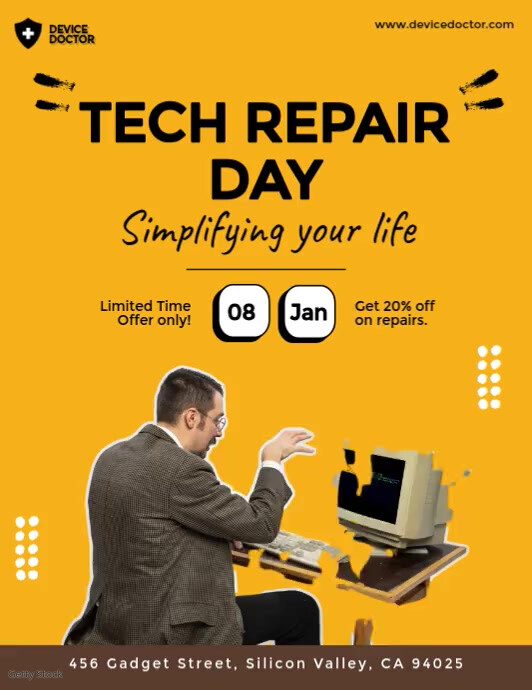Vertical tech repair day flyer template ใบปลิว (US Letter)
