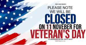 VETERAN'S DAY SHOP CLOSED NOTICE TEMPLATE Facebook Shared Image