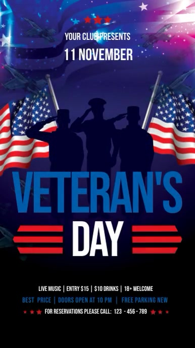 Veteran's Day Ekran reklamowy (9:16) template