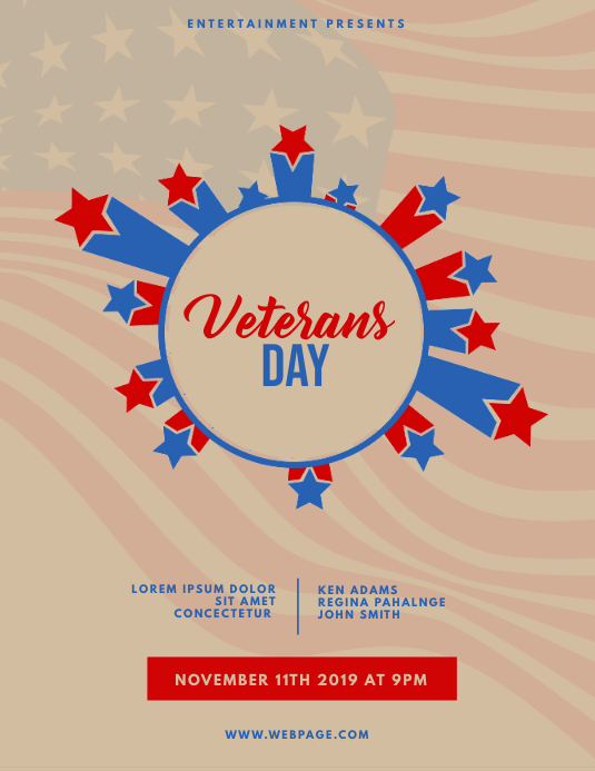 Veteran's Day Event Party Flyer Template Ulotka (US Letter)