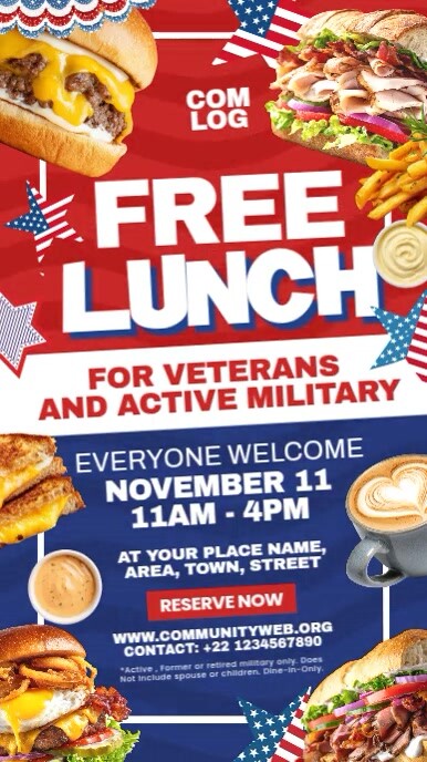 Veteran's Day Free Lunch Story Template | PosterMyWall