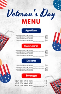 Veteran's Day Menu Half Page Wide template