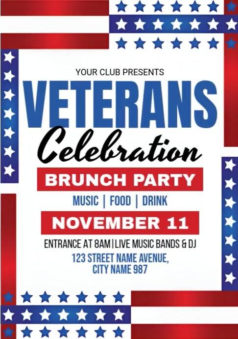 Veterans Celebration Brunch Party Template | PosterMyWall