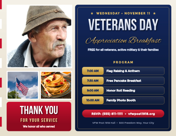 Veterans Day Celebration Flyers Template | PosterMyWall