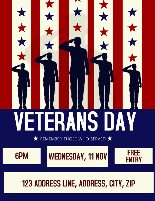 Veterans Day Celebration Event Flyer Template Ulotka (US Letter)