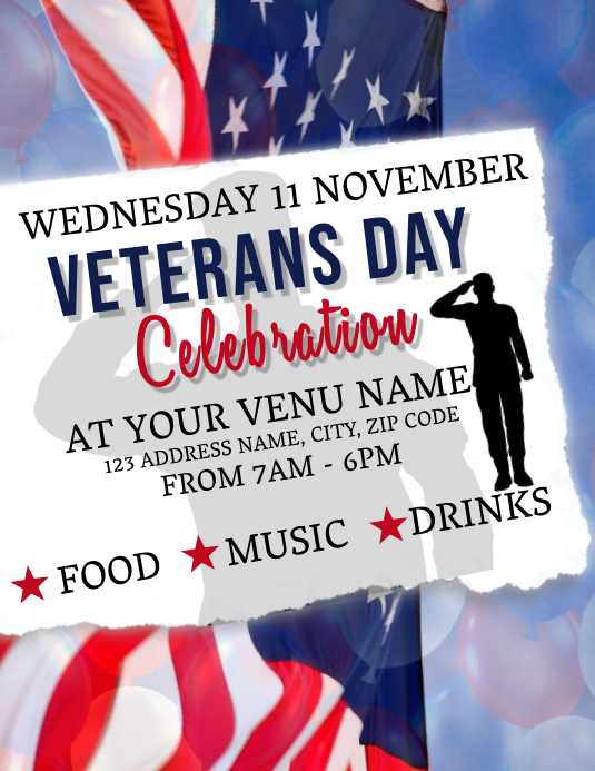 Veterans Day Celebration Event Flyer Template