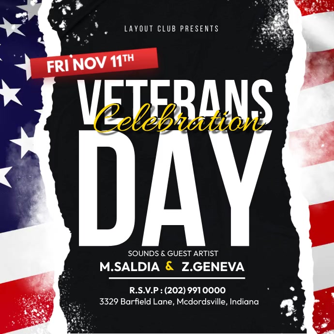 Veterans Day Celebration Video Сообщение Instagram template