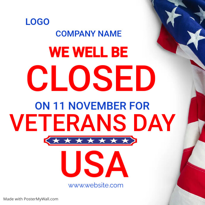 Veterans Day Closed Template PosterMyWall veterans-day-closed-template-postermywall