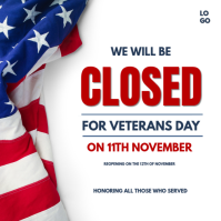 Veterans Day Closed Sign Template | Business Closure Notice for November 11 Instagram Post