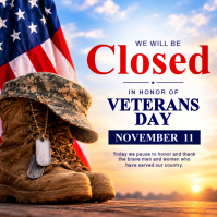 Bianco Veterans Day Closure Notice Instagram-opslag Template