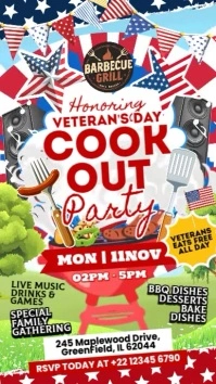 Veterans Day Cookout Party Display Template Instagram Story