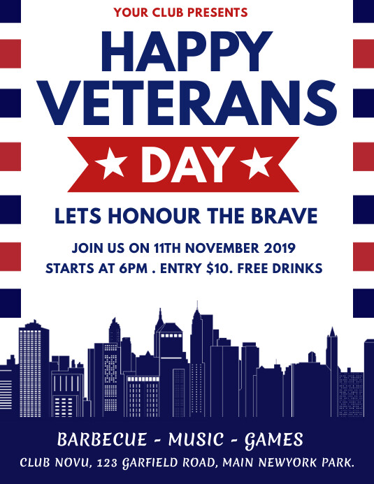 veterans day flyer, happy veterans day Ulotka (US Letter) template