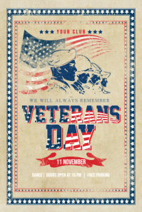 Veterans Day Flyer Banner 4' × 6' template