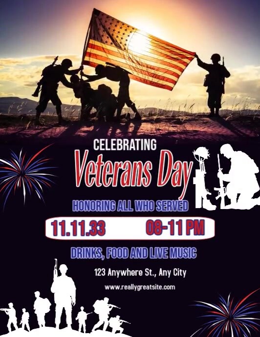 veterans day invitation, veterans day flyer template