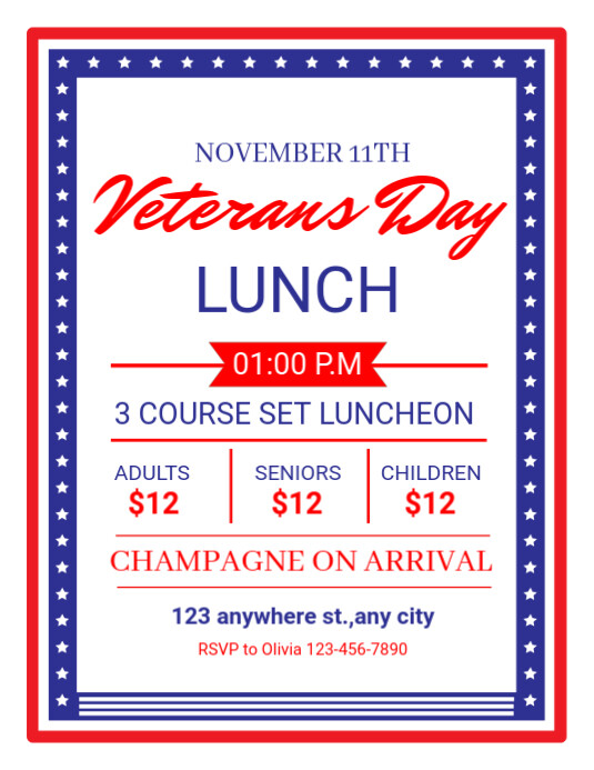 Plantilla de Veterans Day Lunch Celebration | PosterMyWall