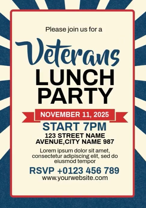 Veterans Day Lunch Party Template | PosterMyWall