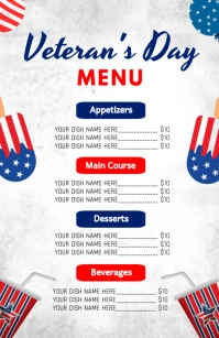 Veterans day menu card template. Half Page Wide
