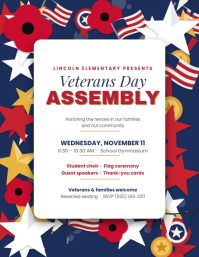 Weiß Veterans Day Assembly Ulotka Template