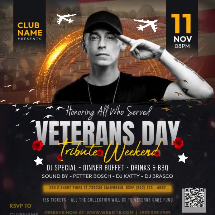 Veterans Day Weekend Party Post Template | PosterMyWall