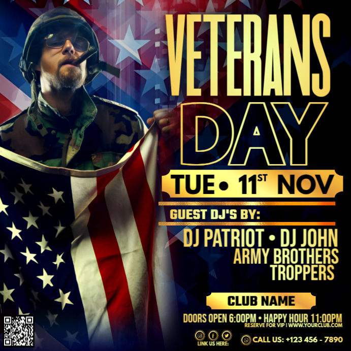 Veterans Day: A Night of Honor Post Instagram template