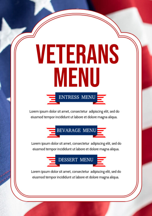 Vets Menu Topper Plantilla de Veterans Special Menu | PosterMyWall
